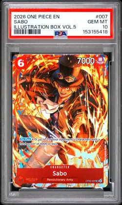 2026 ONE PIECE PROMOS ILLUSTRATION BOX VOL.5 #007 SABO PSA 10 - Image 1