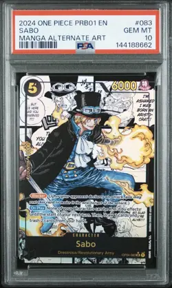 2024 One Piece PRB01 EN Sabo Manga Alternate Art #083 PSA 10 GEM POP 425 - Image 1