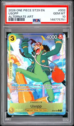 2026 ONE PIECE STARTER DECK ST29-EGGHEAD ALTERNATE ART #002 USOPP PSA 10 - Image 1