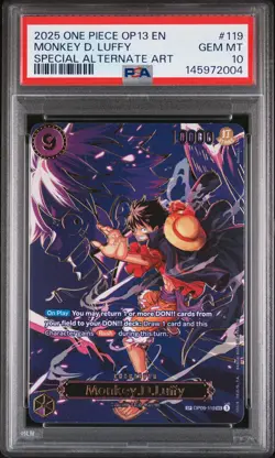 2025 ONE PIECE OP13-CARRYING ON HIS WILL #119 MONKEY D. LUFFY PSA 10 - Image 1