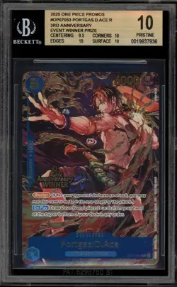 One Piece CCG Portgas.D.Ace 3rd Anniversary Winner Prize Promo OP07-053 BGS 10 - Image 1