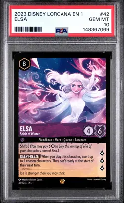2023 DISNEY LORCANA EN 1-THE FIRST CHAPTER #42 ELSA - SPIRIT OF WINTER PSA 10 - Image 1