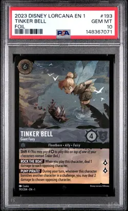 2023 DISNEY LORCANA EN 1-THE FIRST CHAPTER FOIL TINKER BELL GIANT FAIRY PSA 10 - Image 1