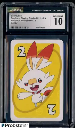 2021 Pokemon Playing Cards Japanese Pocket UNO 2 Yellow Scorbunny CGC 10 - Image 1