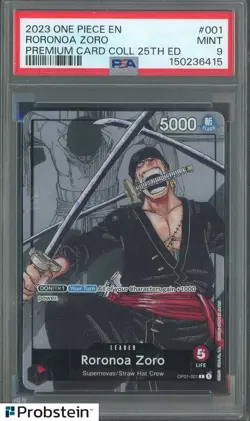 2023 One Piece EN Premium Card Collection 25th Edition #001 Roronoa Zoro PSA 9 - Image 1