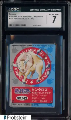 1997 VINTAGE Pokemon Bandai Kids Cards Tauros CGC 7 NM - Image 1
