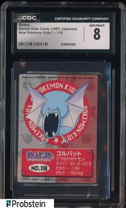 1997 VINTAGE Pokemon Bandai Kids Cards Golbat CGC 8 NM - Image 1