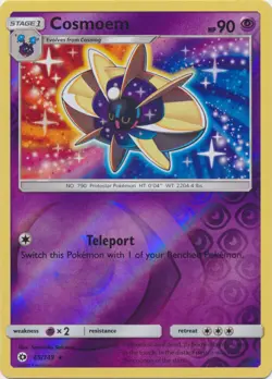 x1 Cosmoem - 65/149 - Rare - Reverse Holo Pokemon SM1 Sun & Moon Base M/NM - Image 1