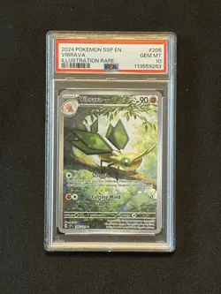 2024 POKEMON SSP EN-SURGING SPARKS ILLUSTRATION RARE #206 VIBRAVA PSA 10 MINT - Image 1