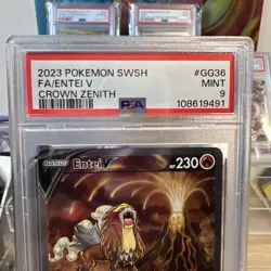 EL.TCG3 Entei V 2023 Pokemon Sword & Shield Crown Zenith Galarian Gallery PSA 9 - Image 2