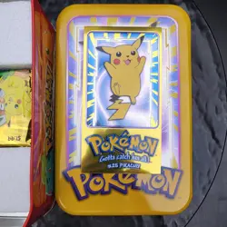 Topps Pokemon 5x Sealed Booster Packs TV Animation Edition Pikachu Tin 1999 - Image 3
