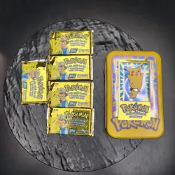Topps Pokemon 5x Sealed Booster Packs TV Animation Edition Pikachu Tin 1999 - Image 5