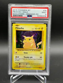 2016 Pokemon XY PIKACHU-HOLO EVOLUTIONS-CRACKED ICE #35 PSA 9 - Image 1