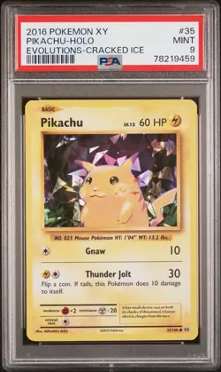 2016 Pokemon XY Evolutions PSA 9 Pikachu Cracked Ice Holo #35 - Image 1