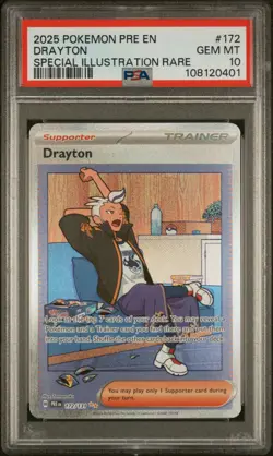2025 Pokemon Prismatic Evolutions #172 Drayton Special Illustration Rare PSA 10 - Image 1