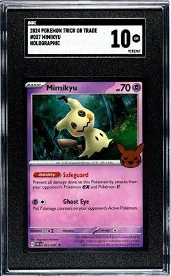 2024 Pokemon Mimikyu #037 Trick or Trade Rare Holo Collectable SGC 10 GM 9191747 - Image 1