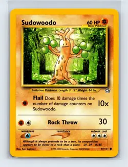 Sudowoodo Pokemon Card - Neo Genesis 77/111 - NM - Image 1