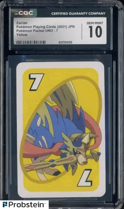 2021 Pokemon Playing Cards Japanese Pocket UNO 7 Yellow Zacian CGC 10 - Image 1