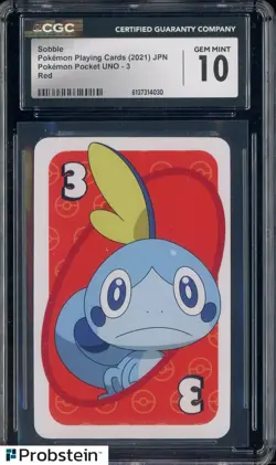 2021 Pokemon Playing Cards Japanese Pocket UNO 3 Red Sobble CGC 10 - Image 1