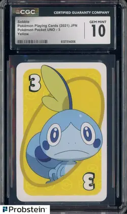 2021 Pokemon Playing Cards Japanese Pocket UNO 3 Yellow Sobble CGC 10 - Image 1
