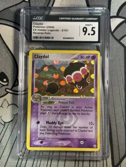 CGC 9.5 MINT+ Claydol 2004 EX Hidden Legends 2/101 Reverse Holo Pokemon Card - Image 1