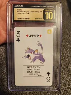 Rattata pokemon Playing Poker Card Yellow Pikachu Nintendo Japanese CGC 10 PRIST - Image 1