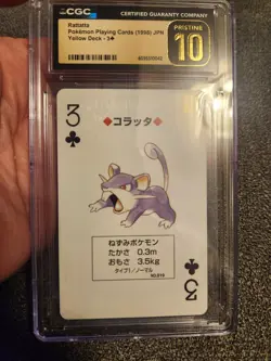 Rattata pokemon Playing Poker Card Yellow Pikachu Nintendo Japanese CGC 10 PRIST - Image 2