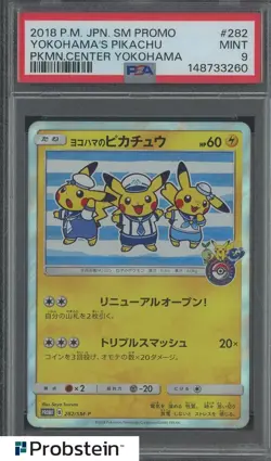 2018 Pokemon JPN SM Promo Yokohama #282 Yokohama's Pikachu PSA 9 MINT - Image 1