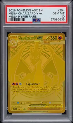 2026 POKEMON ASC EN-ASCENDED HEROES MEGA HYPER RARE MEGA CHARIZARD Y EX PSA 10 - Image 1