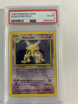 1999 Pokemon TCG Alakazam Base Set Holo Unlimited Rare Card 1/102 PSA 6 - Image 1