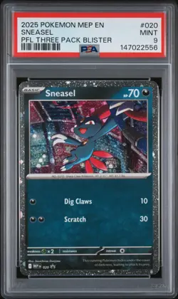 2025 POKEMON MEP EN-ME BLACK STAR PROMO #020 SNEASEL PSA 9 - Image 1