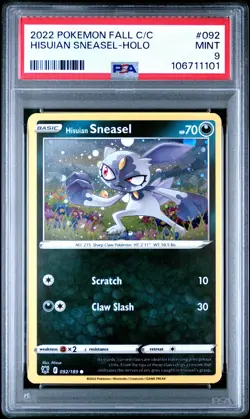 2022 POKEMON FALL COLLECTOR CHEST #092 HISUIAN SNEASEL-HOLO PSA 9 - Image 1