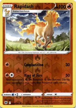 RAPIDASH 022/189 R ASTRAL RADIANCE POKEMON REVERSE HOLO MP - Image 1