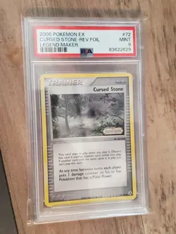 Pokemon PSA 9 MINT Cursed Stone 72/92 EX Legend Maker Reverse Holo (2006) - Image 1