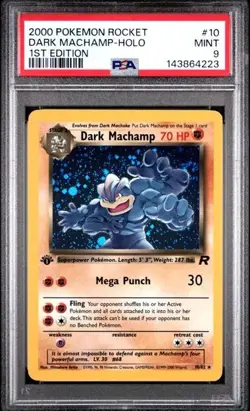 POKEMON DARK MACHAMP 2000 ROCKET 1ST EDITION #10 HOLO PSA 9 *SWIRL* - Image 1