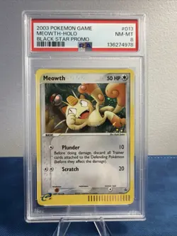 2003 POKEMON BLACK STAR PROMO #013 MEOWTH - HOLO PSA 8 - Image 1