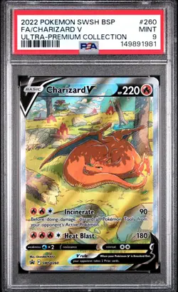 2022 POKEMON SWSH BLACK STAR PROMO #260 FULL ART/CHARIZARD V PSA 9 - Image 1