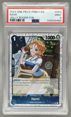 148509460 Nami 2024 One Piece The Best #P-053 Jolly Roger Foil PSA 9 - Image 1