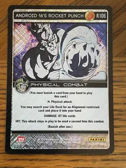 Dragon Ball Z TCG Android 16’s Rocket Punch FOIL Rare R106 Panini DBZ CCG Card - Image 1