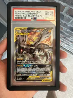 2019 POKEMON SM BLACK STAR PROMO #SM168 FULL ART/PIKACHU & ZEKROM GX PSA 10 - Image 1