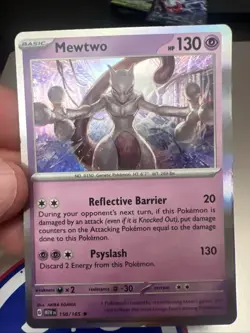 Pokemon Mew en Mewtwo Holo Card 150/165 Scarlet & Violet 151 Series - Image 1