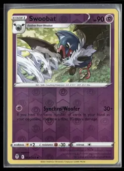 2021 Evolving Skies Set Pokemon Card 069 Swoobat Reverse Foil NM - Image 1