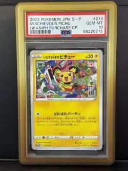 PSA 10 Pokemon Card Mischievous Pichu 214/S-P Graniph & Hajime Syacho Promo - Image 1