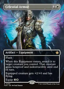MTG Celestial Armor - Borderless, Foundations, Damaged, English - Image 1
