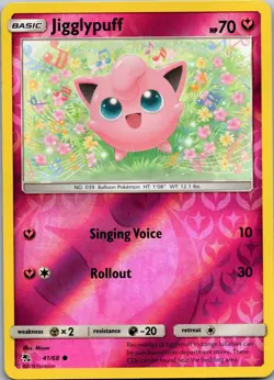 Jigglypuff 41/68 Common Hidden Fates Pokemon Reverse Holo Near Mint - Image 1