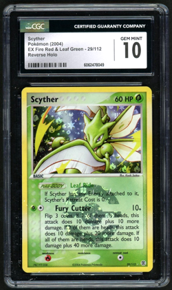 2004 Pokemon Scyther Reverse Holo EX Fire Red & Leaf Green #29 CGC 10 - Image 1