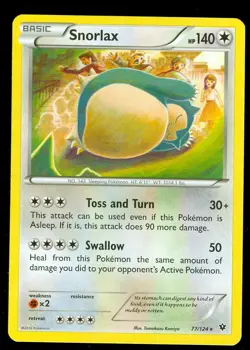 Pokemon SNORLAX 77/124 - XY Fates Collide - RARE - NEAR MINT/MINT - Image 1