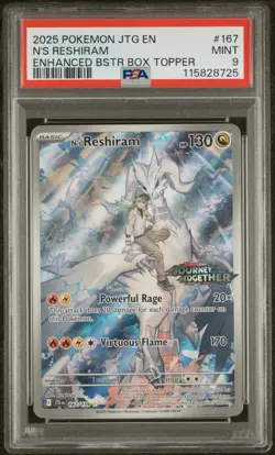 2025 POKEMON JTG EN-JOURNEY TOGETHER #167 N'S RESHIRAM PSA 9 - Image 1