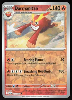 Darmanitan 014/086 Uncommon Black Bolt Pokemon Reverse Holo Near Mint - Image 1