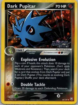 Dark Pupitar 40/109 Uncommon Team Rocket Returns Pokemon Reverse Holo NM - Image 1